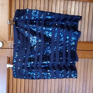 Navy skirt with sequin stripes from Express